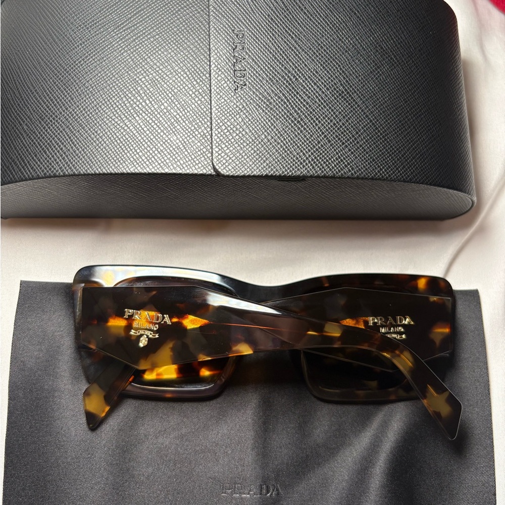 Prada Tortoise Pattern Sunglasses With Black Case - image 1
